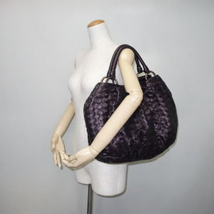Miu Miu Purple Handbag Dark Leather Braid Intrecciato